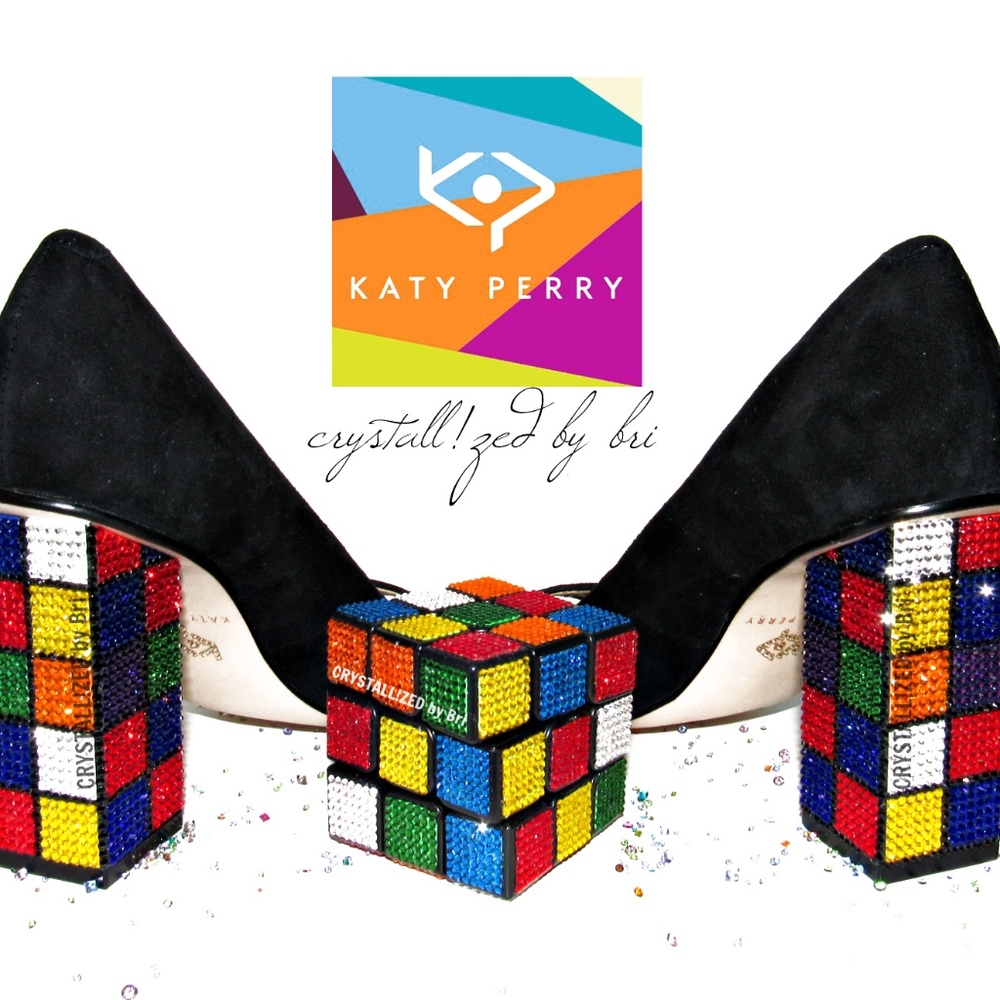 New SWAROVSKI CRYSTAL Katy Perry Rubiks Cube Heels